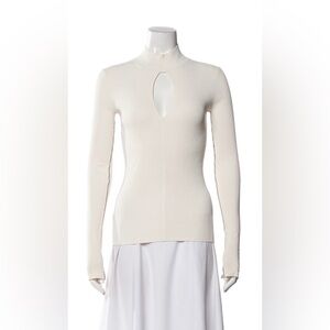 Maria McManus White V-Neck Ribbed Sweater NWT $440